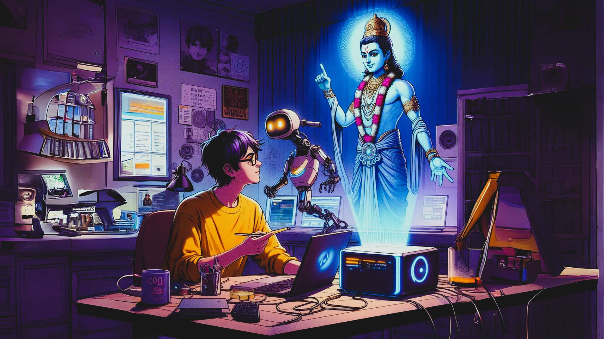 ShreeKrishna Teaching Cyber Art